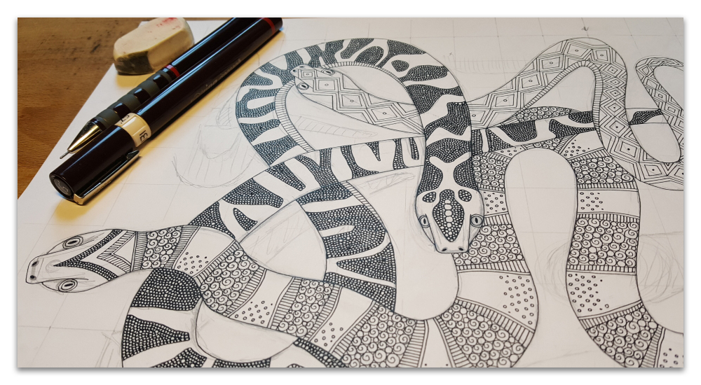 snakes work in progress illustration sharon turner