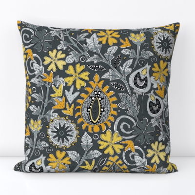 ZAFER yellow gray spoonflower throw pillow cushion sharon turner