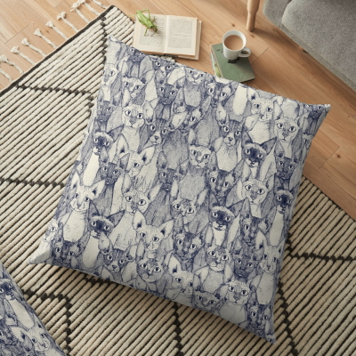 just sphynx cats blue off white redbubble floor pillow sharon turner
