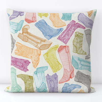 country girl boots throw pillow spoonflower sharon turner scrummy