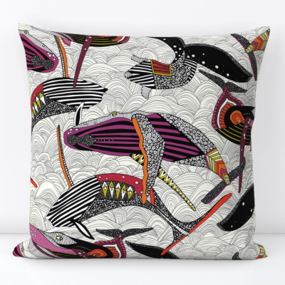 humpback whales natural spoonflower throw pillow cushion sharon turner scrummy