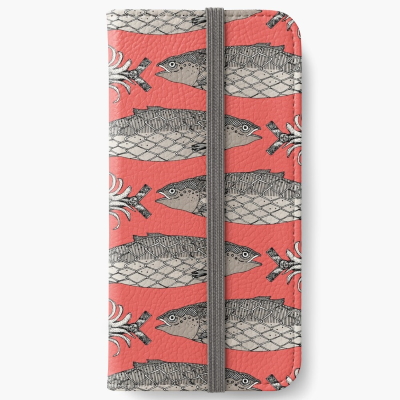 steampunk salmon coral redbubble iphone wallet sharon turner