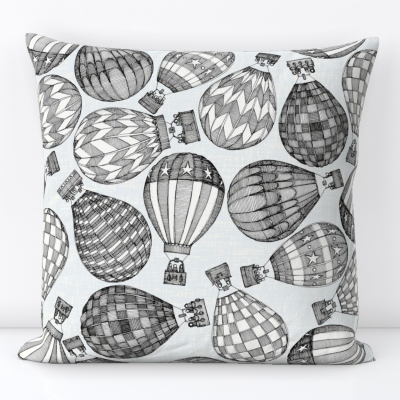 hot air balloons ditsy black spoonflower throw pillow sharon turner scrummy