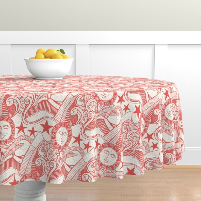 into the wild coral spoonflower round tablecloth sharon turner scrummy