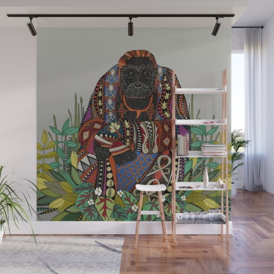 orangutan king pewter society6 wall mural sharon turner