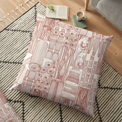 woodworking and textiles paprika redbubble floor pillow sharon turner