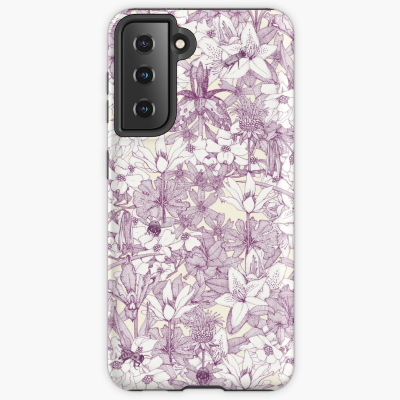 NC wildflowers and bees purple redbubble Samsung Galaxy phone case sharon turner 