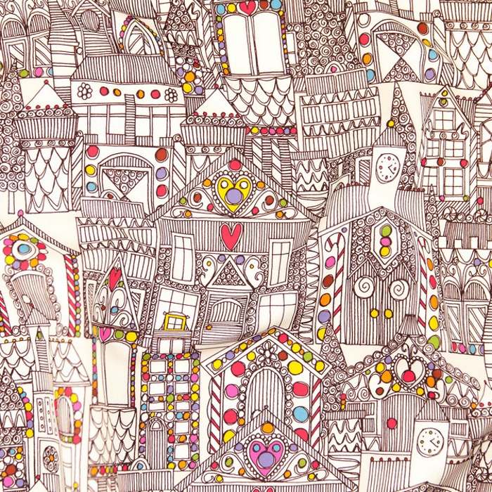 gingerbread town christmas fabric