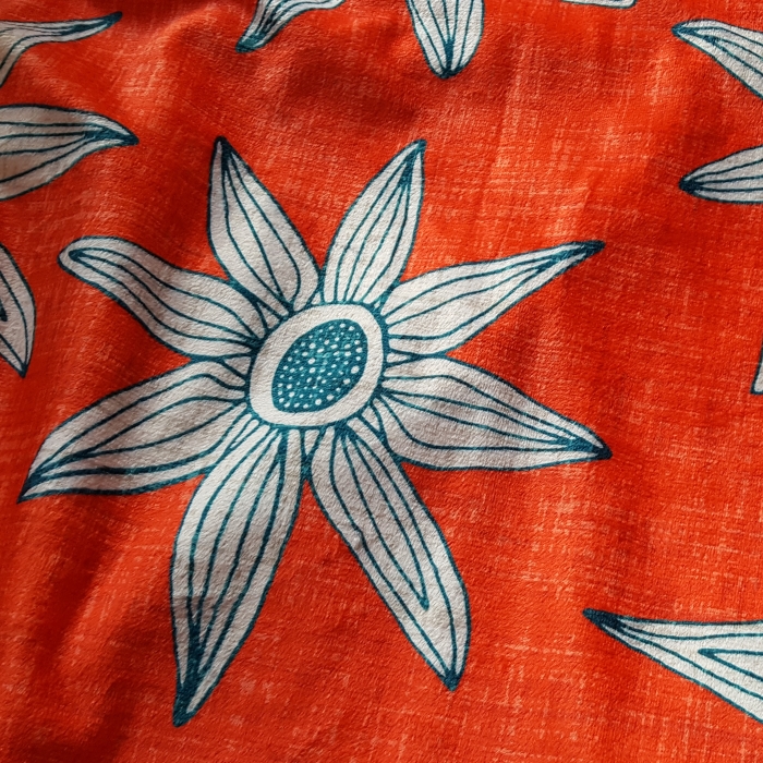 sema fire orange blue large scale boho floral fabric