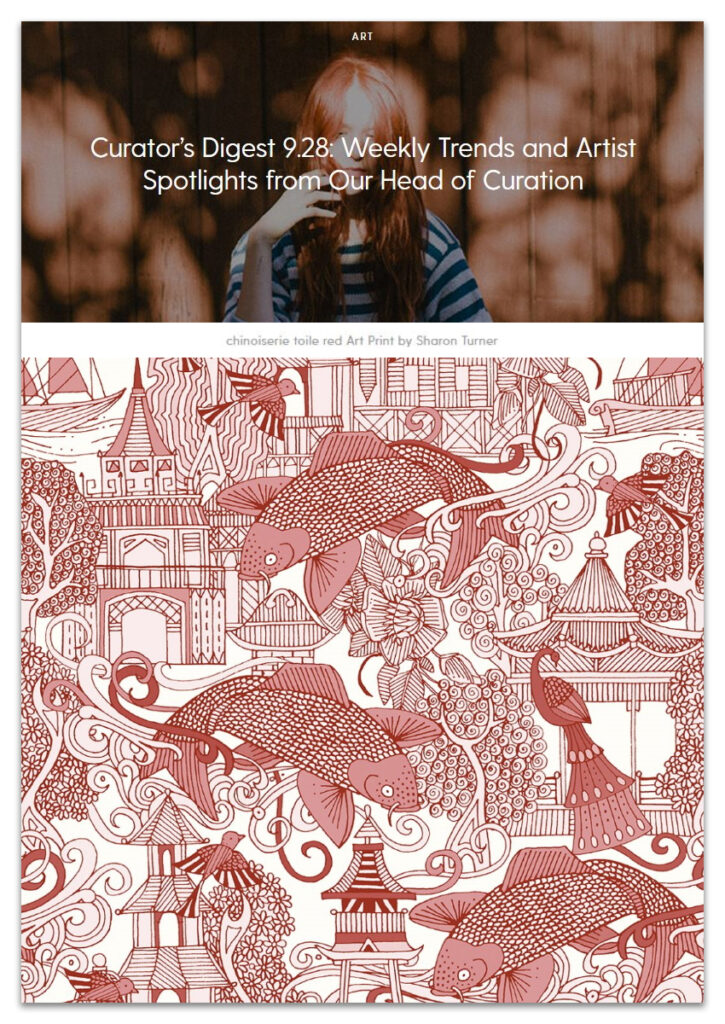 Society6 Curated blog feature 28092020 Sharon Turner chinoiserie toile red sharon turner