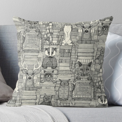 books and blankies black pearl redbubble throw pillow Sharon Turner