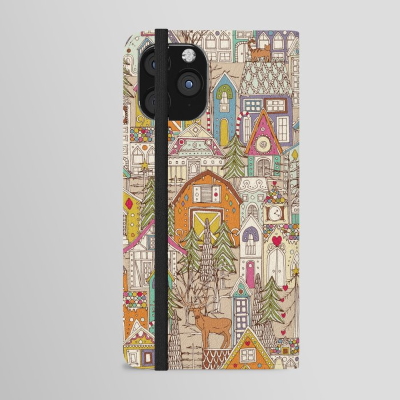 vintage gingerbread town iPhone wallet case society6 sharon turner