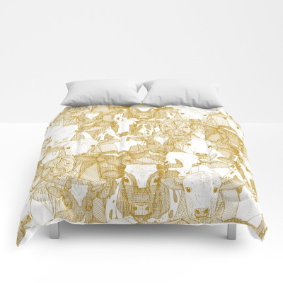 just ox gold white bed comforter society6 sharon turner