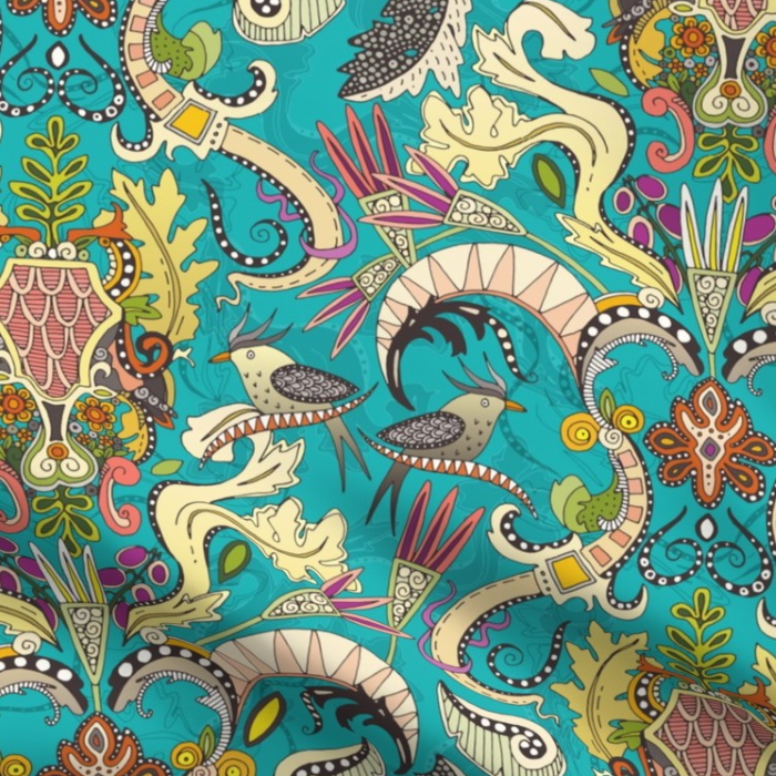 boho rococo turquoise spoonflower scrummy fabric