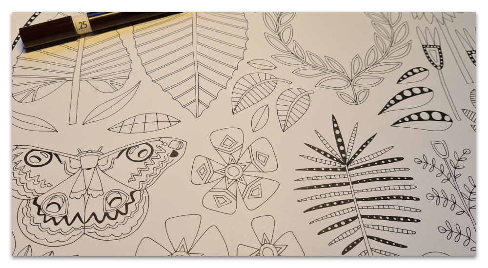 work in progress WIP illustration process tropical moth paradise sharon turner