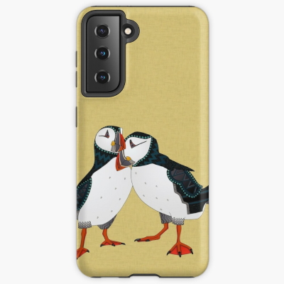 puffin pair gold redbubble samsung case sharon turner