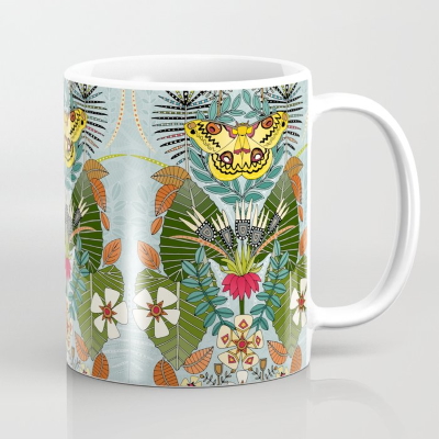 tropical moth paradise celadon blue society6 coffee mug sharon turner
