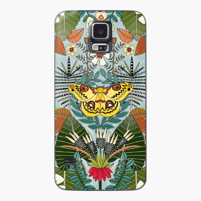 tropical moth paradise celadon blue redbubble Samsung Galaxy case and skin sharon turner