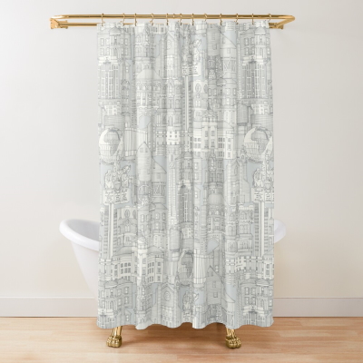 Raleigh NC toile silver redbubble shower curtain sharon turner