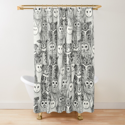 owls NC black redbubble shower curtain sharon turner