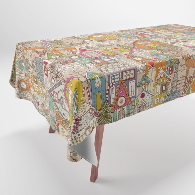 vintage gingerbread town society6 tablecloth sharon turner