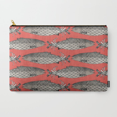 steampunk salmon coral carry all pouch society6 sharon turner