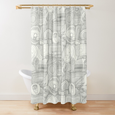 tin cans pewter natural redbubble sharon turner shower curtain