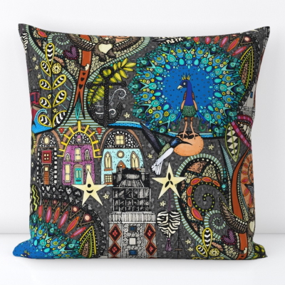 fantastical dreams charcoal spoonflower throw pillow sharon turner scrummy