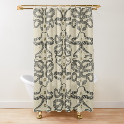 celestial snakes parchment redbubble shower curtain sharon turner