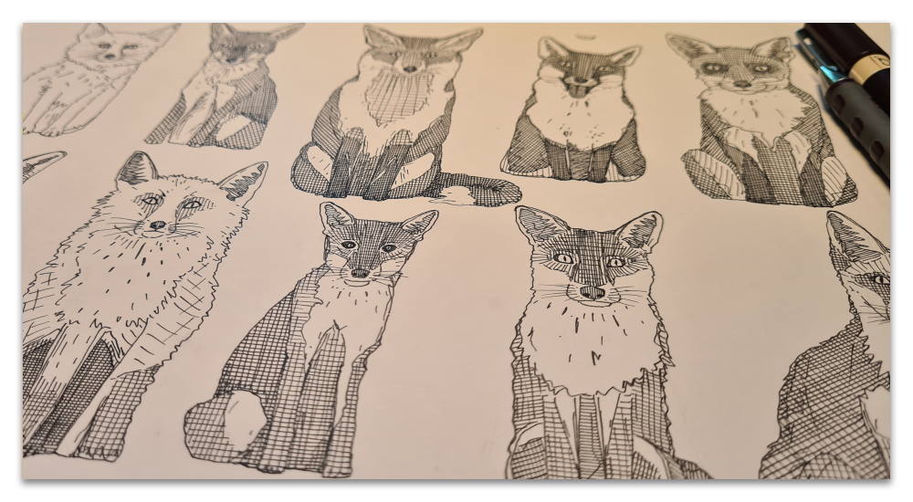 just foxes illustration work in progress WIP spoonflower sharon turner scrummy