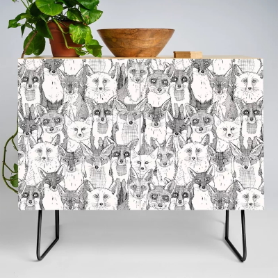 just foxes black society6 credenza sharon turner