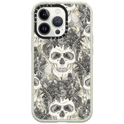 skull damask cream casetify iphone case sharon turner