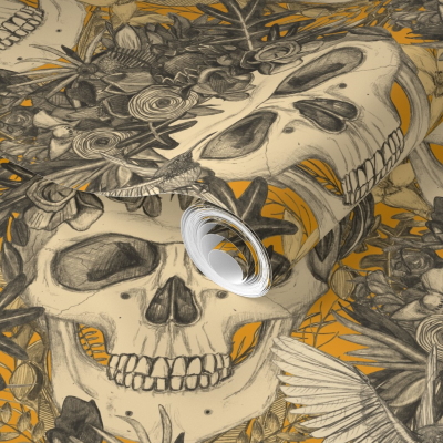skull damask marigold wallpaper spoonflower sharon turner scrummy