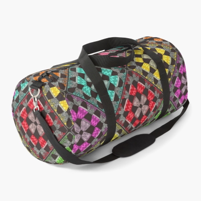 crochet patchwork redbubble duffle bag sharon turner