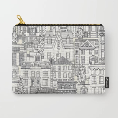 christmas time iron pearl society6 pouch sharon turner