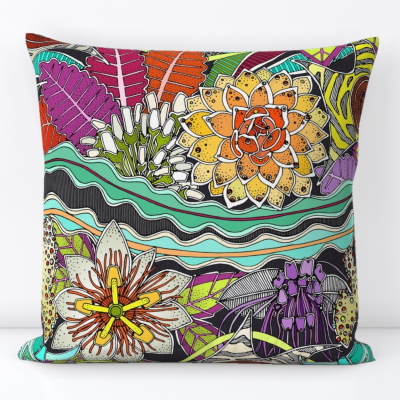 out there garden nightshade spoonflower throw pillow sharon turner scrummy