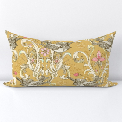 victoriana corn gold spoonflower lumbar pillow sharon turner scrummy