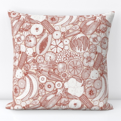 fruit and vegetables paprika spoonflower throw pillow sharon turner scrummy