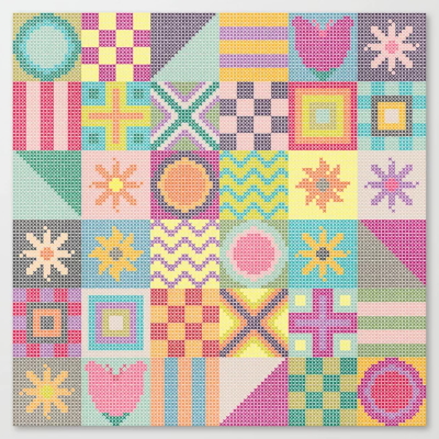 cross stitch squares society6 sharon turner canvas art