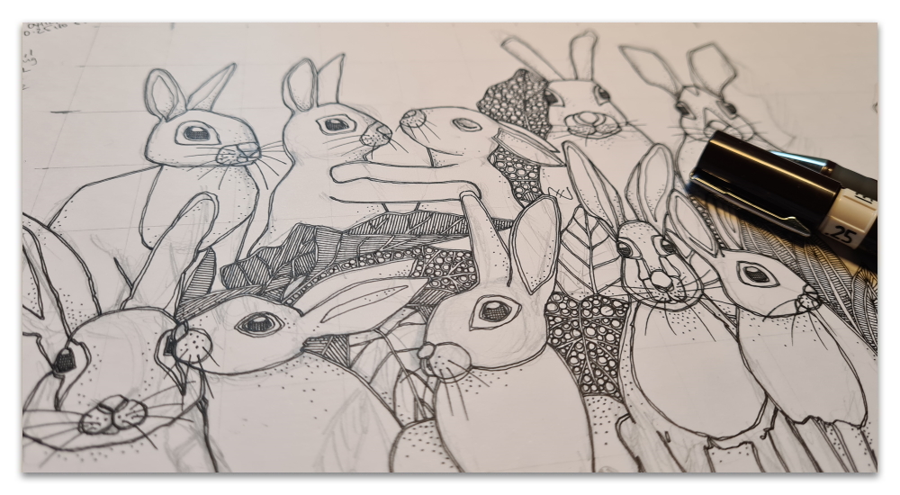 just rabbits work in progress illustration WIP sharon turner