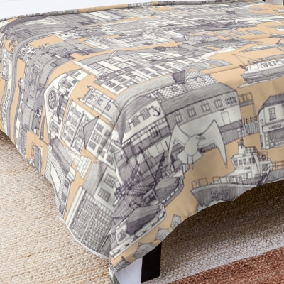 Falmouth toile mulberry sand Comforter Redbubble Sharon Turner