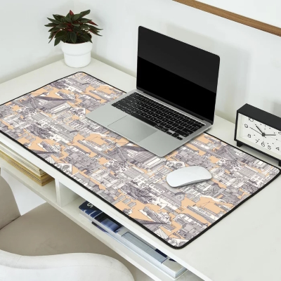 Falmouth toile mulberry sand desk mat society6 sharon turner