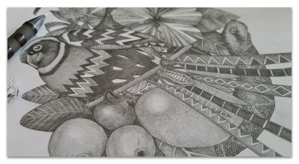 Afrique mono work in progress illustration sharon turner scrummy spoonflower