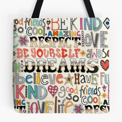 so cool typography redbubble tote bag sharon turner