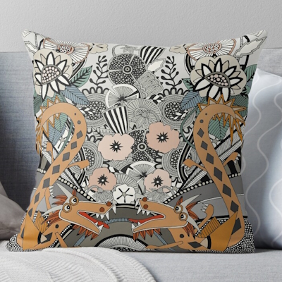 dragons and flowers redbubble throw pillow sharon turner