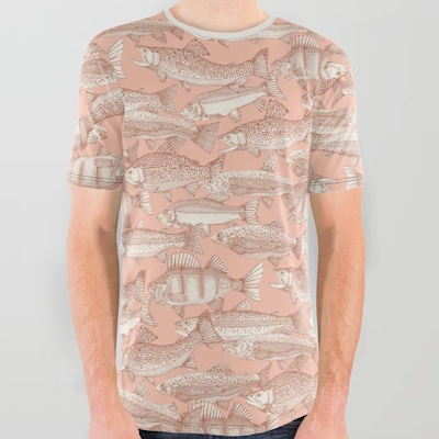 lake fish NZ russet blossom all over tee Society6 sharon turner