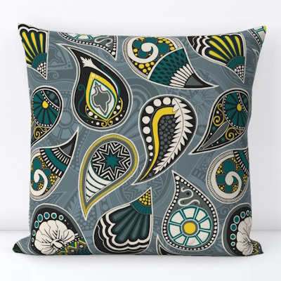paisley slate limited spoonflower throw pillow sharon turner