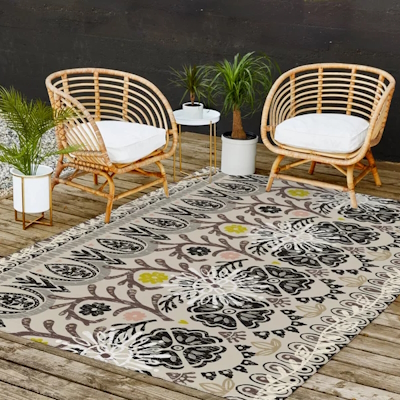bazaar wood block beige society6 outdoor rug sharon turner