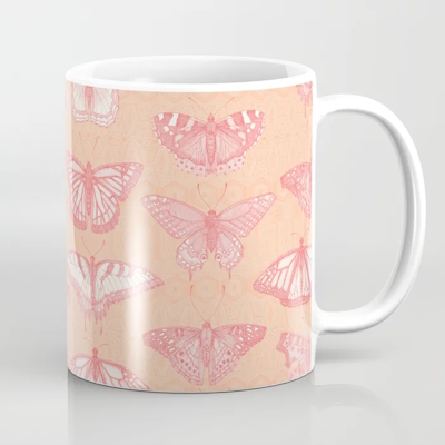 butterflies peach society6 mug sharon turner