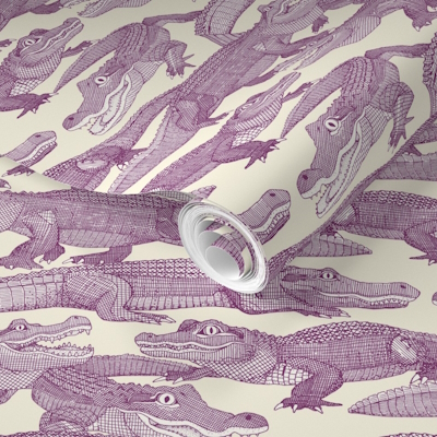 just alligators purple small wallpaper sharon turner spoonflower